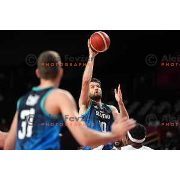 In action during semi-final of Men’s Basketball between Slovenia and France in Saitama Super Arena at Tokyo 2020 Summer Olympic Games, Japan on August 5, 2021