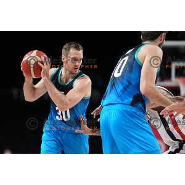 Zoran Dragic in action during semi-final of Men’s Basketball between Slovenia and France in Saitama Super Arena at Tokyo 2020 Summer Olympic Games, Japan on August 5, 2021 