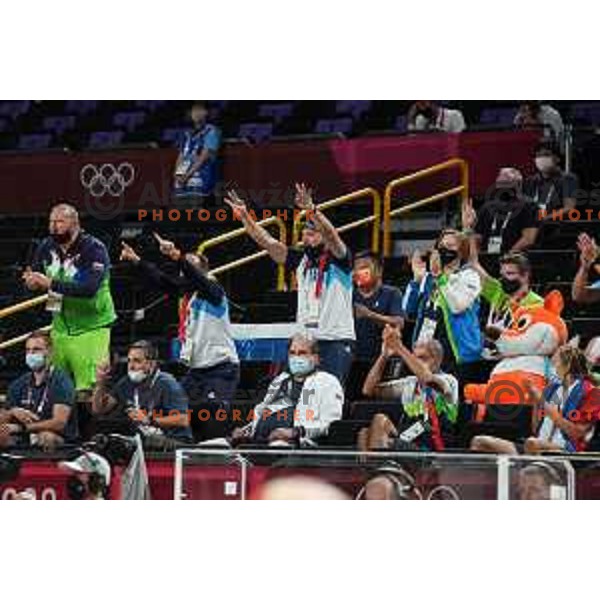 In action during semi-final of Men’s Basketball between Slovenia and France in Saitama Super Arena at Tokyo 2020 Summer Olympic Games, Japan on August 5, 2021