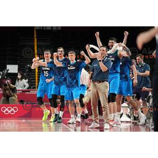 In action during semi-final of Men’s Basketball between Slovenia and France in Saitama Super Arena at Tokyo 2020 Summer Olympic Games, Japan on August 5, 2021