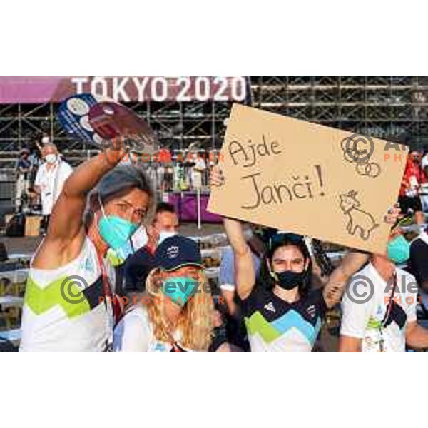 Mia Krampl cheering in the Final of Sports Climbing at Tokyo 2020 Summer Olympic Games, Japan on August 6, 2021