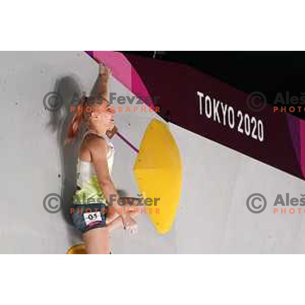 Janja Garnbret (SLO) competes in the Final of Sports Climbing at Tokyo 2020 Summer Olympic Games, Japan on August 6, 2021