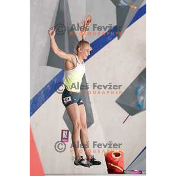 Janja Garnbret (SLO) competes in the Final of Sports Climbing at Tokyo 2020 Summer Olympic Games, Japan on August 6, 2021