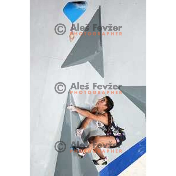Brooke Raboutou (USA) competes in the Final of Sports Climbing at Tokyo 2020 Summer Olympic Games, Japan on August 6, 2021