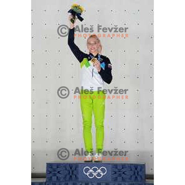 Janja Garnbret (SLO) Olympic Champion in Sports Climbing Women’s combined at Tokyo 2020 Summer Olympic Games, Japan on August 6, 2021