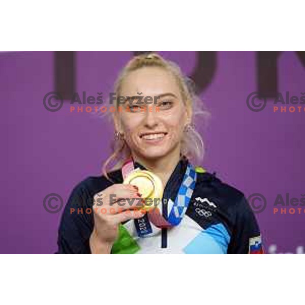 Janja Garnbret (SLO) Olympic Champion in Sports Climbing Women’s combined at Tokyo 2020 Summer Olympic Games, Japan on August 6, 2021