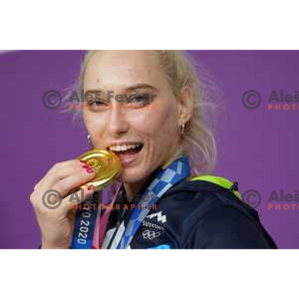 Janja Garnbret (SLO) Olympic Champion in Sports Climbing Women’s combined at Tokyo 2020 Summer Olympic Games, Japan on August 6, 2021