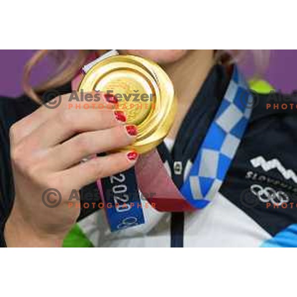 Janja Garnbret (SLO) Olympic Champion in Sports Climbing Women’s combined at Tokyo 2020 Summer Olympic Games, Japan on August 6, 2021