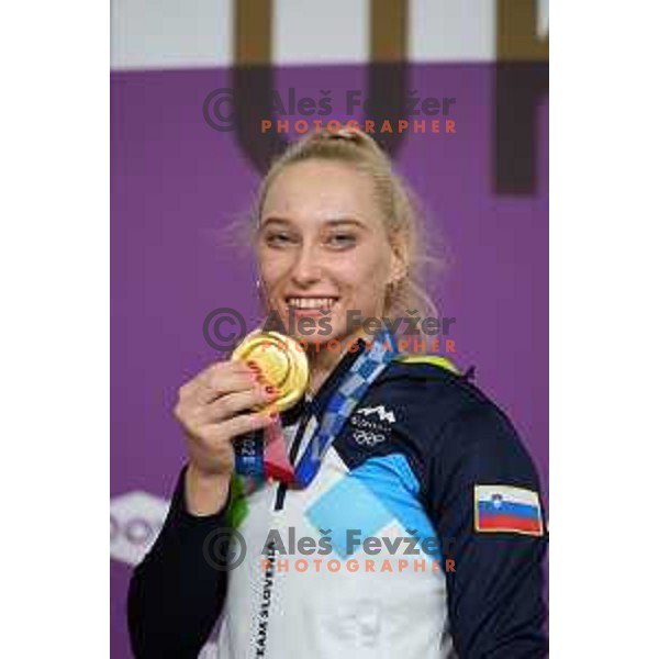 Janja Garnbret (SLO) Olympic Champion in Sports Climbing Women’s combined at Tokyo 2020 Summer Olympic Games, Japan on August 6, 2021