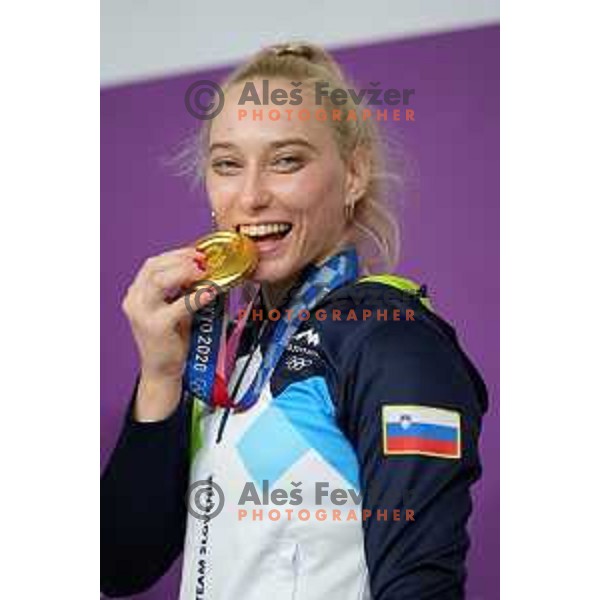 Janja Garnbret (SLO) Olympic Champion in Sports Climbing Women’s combined at Tokyo 2020 Summer Olympic Games, Japan on August 6, 2021