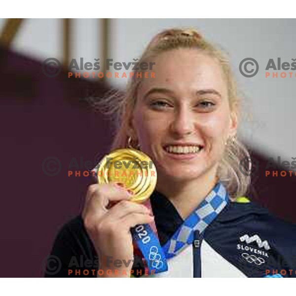 Janja Garnbret (SLO) Olympic Champion in Sports Climbing Women’s combined at Tokyo 2020 Summer Olympic Games, Japan on August 6, 2021