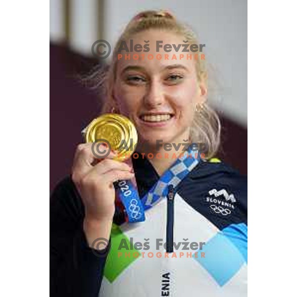 Janja Garnbret (SLO) Olympic Champion in Sports Climbing Women’s combined at Tokyo 2020 Summer Olympic Games, Japan on August 6, 2021