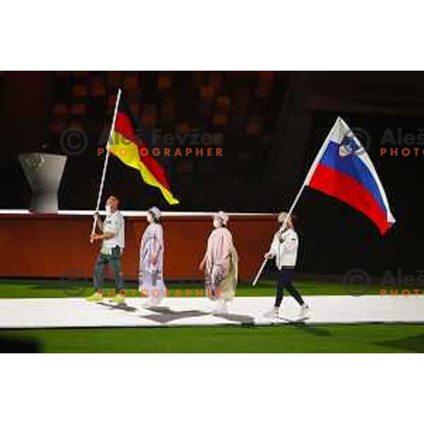 Janja Garnbret, flag bearer of Slovenia during Closing Ceremony of Tokyo 2020 Summer Olympic Games, Japan on August 8, 2021