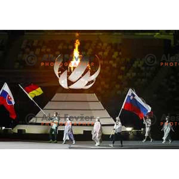 Janja Garnbret, flag bearer of Slovenia during Closing Ceremony of Tokyo 2020 Summer Olympic Games, Japan on August 8, 2021