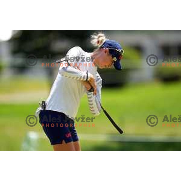 Nelly Korda (USA) plays in third round of Olympic Golf tournament at Kasumigaseki Country Club at Tokyo 2020 Summer Olympic Games, Japan on August 6, 2021