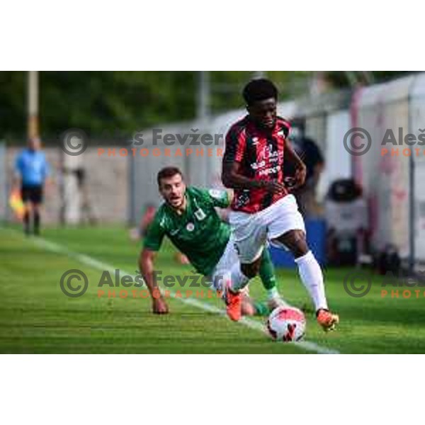 In action during Prva Liga Telemach football match between Tabor CB 24 Sezana and Olimpija in Sezana, Slovenia on August 8, 2021