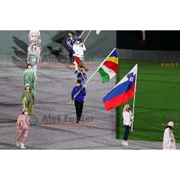 Janja Garnbret, flag bearer of Slovenia during Closing Ceremony of Tokyo 2020 Summer Olympic Games, Japan on August 8, 2021