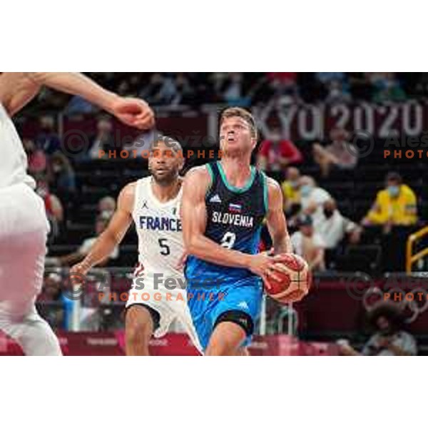 In action during semi-final of Men’s Basketball between Slovenia and France in Saitama Super Arena at Tokyo 2020 Summer Olympic Games, Japan on August 5, 2021