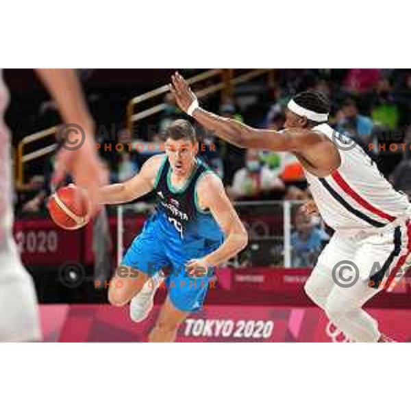 Vlatko Cancar in action during semi-final of Men’s Basketball between Slovenia and France in Saitama Super Arena at Tokyo 2020 Summer Olympic Games, Japan on August 5, 2021 