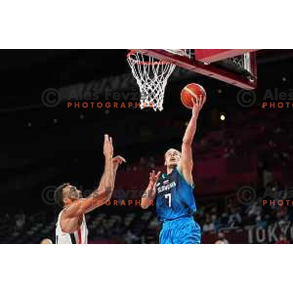 Klemen Prepelic in action during semi-final of Men’s Basketball between Slovenia and France in Saitama Super Arena at Tokyo 2020 Summer Olympic Games, Japan on August 5, 2021