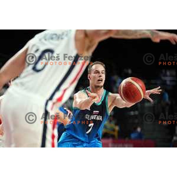 Klemen Prepelic in action during semi-final of Men’s Basketball between Slovenia and France in Saitama Super Arena at Tokyo 2020 Summer Olympic Games, Japan on August 5, 2021