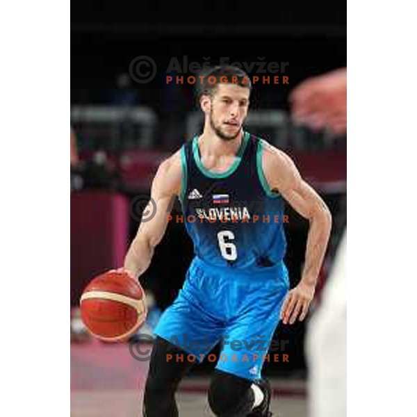 In action during semi-final of Men’s Basketball between Slovenia and France in Saitama Super Arena at Tokyo 2020 Summer Olympic Games, Japan on August 5, 2021