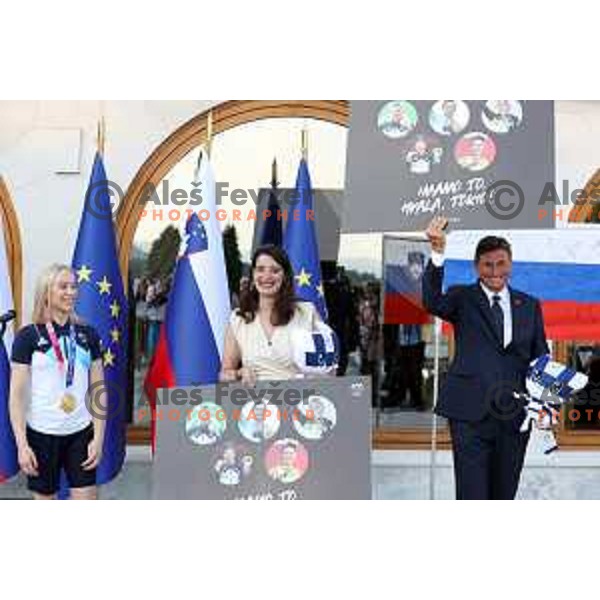 Janja Garnbret during reception of Slovenia Olympic team of Tokyo 2020 Summer Olympic games held by president of Slovenia at Brdo Castle, Slovenia on August 10, 2021