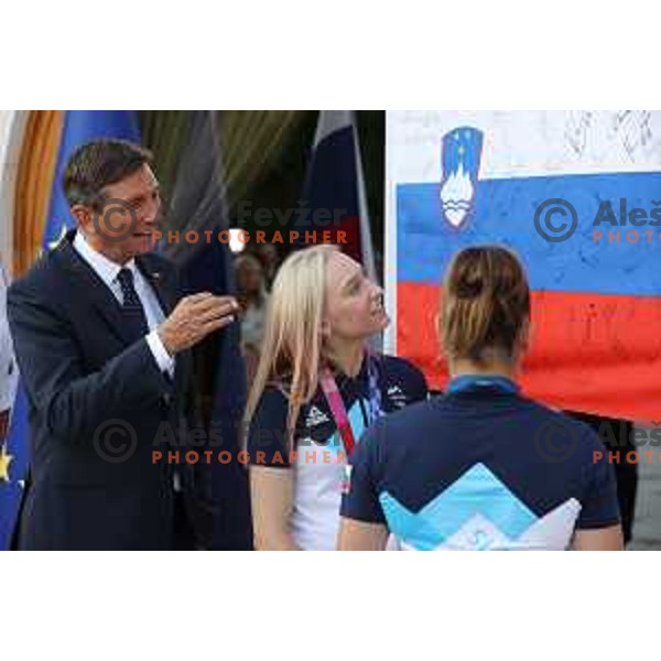 Janja Garnbret during reception of Slovenia Olympic team of Tokyo 2020 Summer Olympic games held by president of Slovenia at Brdo Castle, Slovenia on August 10, 2021