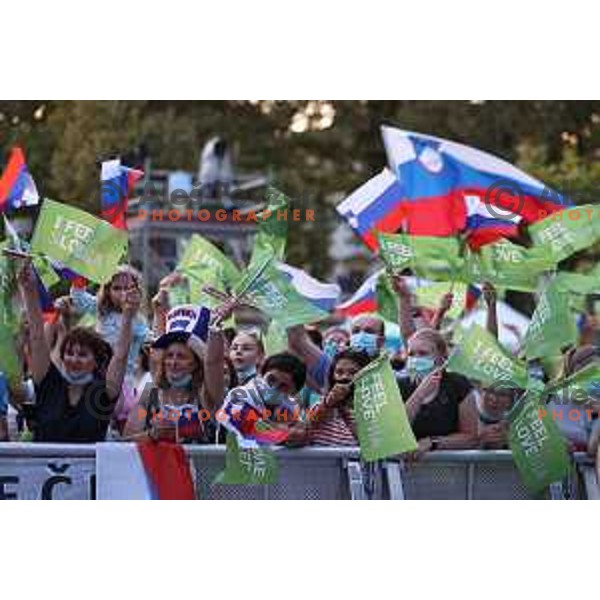 Reception of Slovenia Olympic team at Congress Square in Ljubljana, Slovenia on August 10, 2021