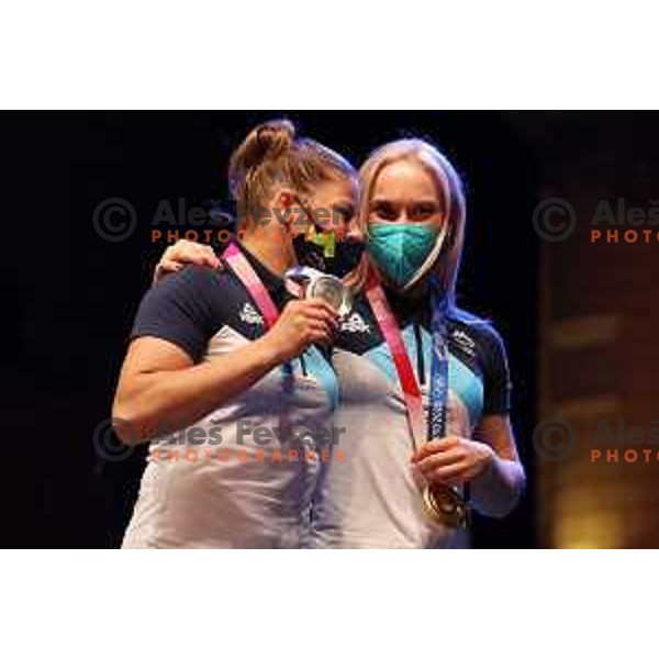 Janja Garnbret during reception of Slovenia Olympic team of Tokyo 2020 summer Olympic games at Congress Square in Ljubljana, Slovenia on August 10, 2021