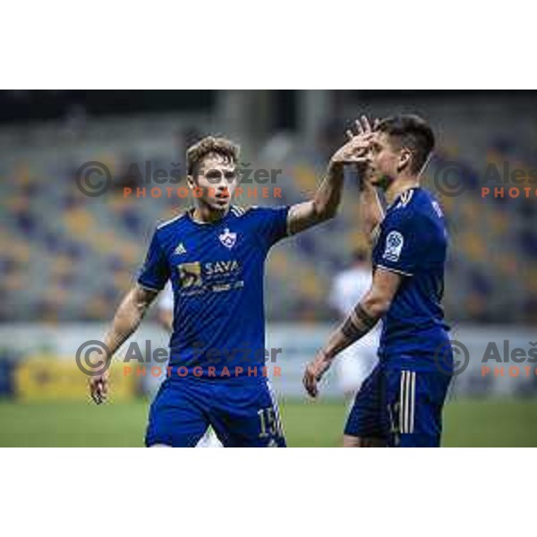 Jan Repas and Gregor Sikosek celebrating during Prva liga Telemach foorball match between Maribor and Tabor in Ljudski vrt, Maribor, Slovenia on August 14, 2021