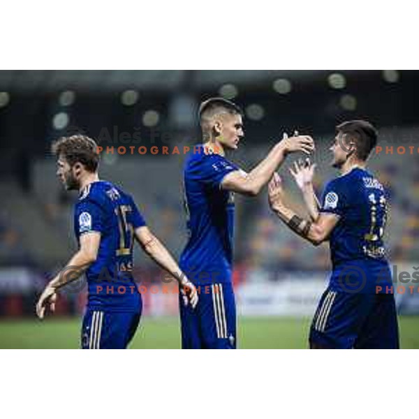 Nino Zugelj celebrating during Prva liga Telemach foorball match between Maribor and Tabor in Ljudski vrt, Maribor, Slovenia on August 14, 2021