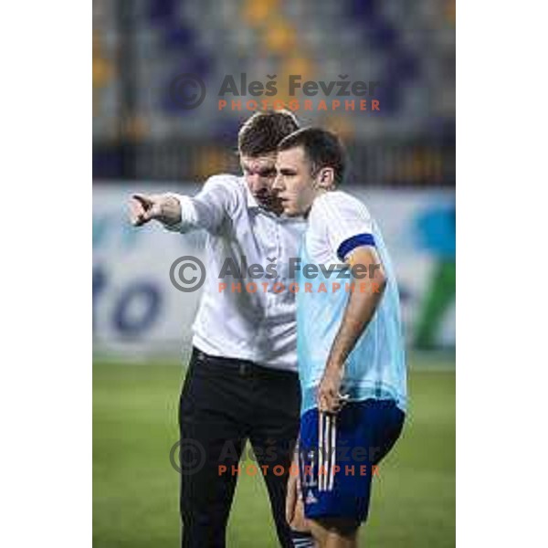 Simon Rozman, head coach of Maribor and Danijel Sturm in action during Prva liga Telemach foorball match between Maribor and Tabor in Ljudski vrt, Maribor, Slovenia on August 14, 2021