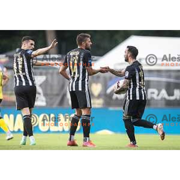Amadej Marosa, Mitja Lotric celebrating during Prva liga Telemach football match between Mura and Radomlje in Fazanerija, Murska Sobota, Slovenia on August 15, 2021