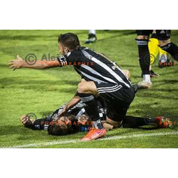 Nik Lorbek injured and Amadej Marosa during Prva liga Telemach football match between Mura and Radomlje in Fazanerija, Murska Sobota, Slovenia on August 15, 2021
