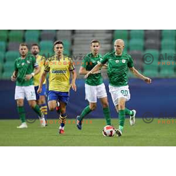 Tomislav Tomic in action during Prva Liga Telemach football match between Olimpija and Koper in Ljubljana, Slovenia on August 15, 2021