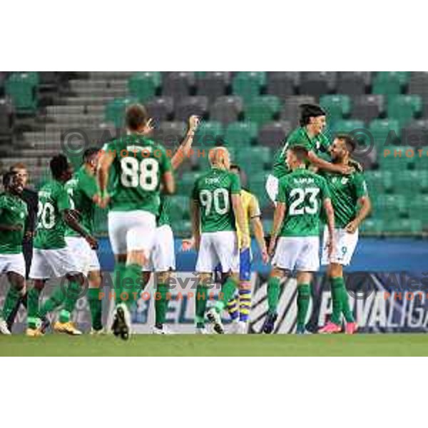 Mustafa Nukic in action during Prva Liga Telemach football match between Olimpija and Koper in Ljubljana, Slovenia on August 15, 2021