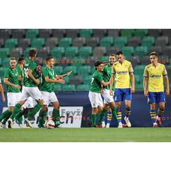 Mustafa Nukic in action during Prva Liga Telemach football match between Olimpija and Koper in Ljubljana, Slovenia on August 15, 2021