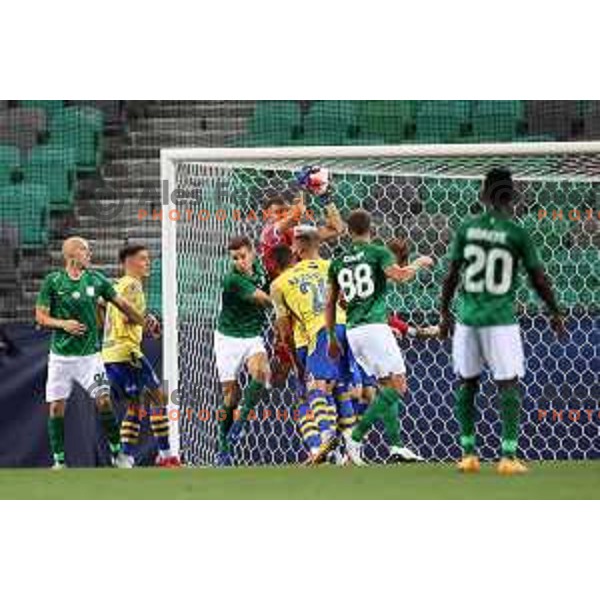 In action during Prva Liga Telemach football match between Olimpija and Koper in Ljubljana, Slovenia on August 15, 2021