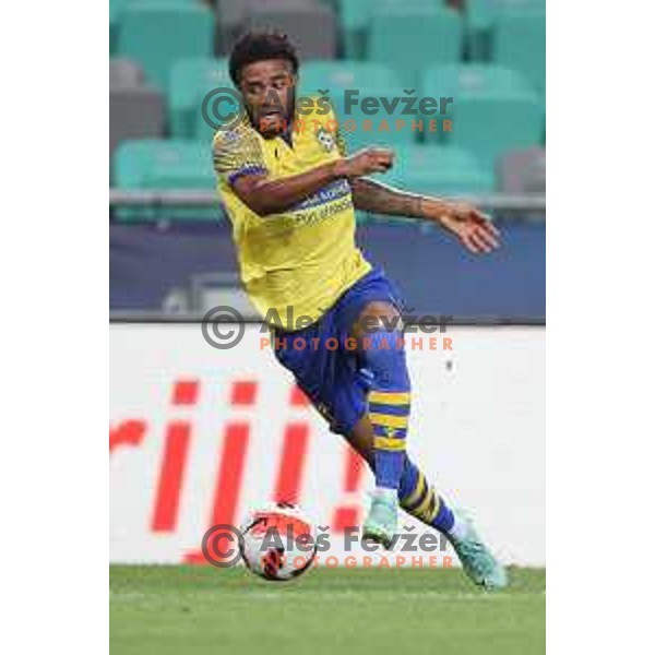 Anthony Parris in action during Prva Liga Telemach football match between Olimpija and Koper in Ljubljana, Slovenia on August 15, 2021