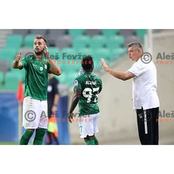 Mustafa Nukic in action during Prva Liga Telemach football match between Olimpija and Koper in Ljubljana, Slovenia on August 15, 2021