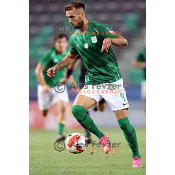 Mustafa Nukic in action during Prva Liga Telemach football match between Olimpija and Koper in Ljubljana, Slovenia on August 15, 2021