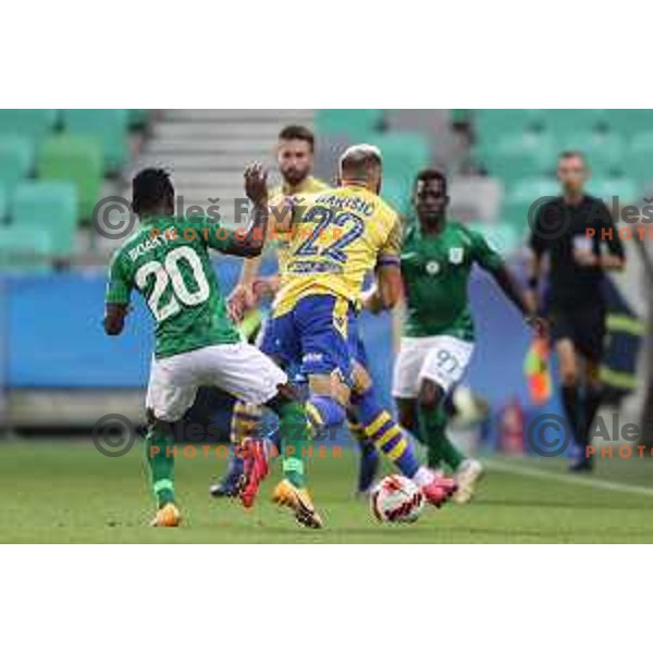 Maks Barisic in action during Prva Liga Telemach football match between Olimpija and Koper in Ljubljana, Slovenia on August 15, 2021