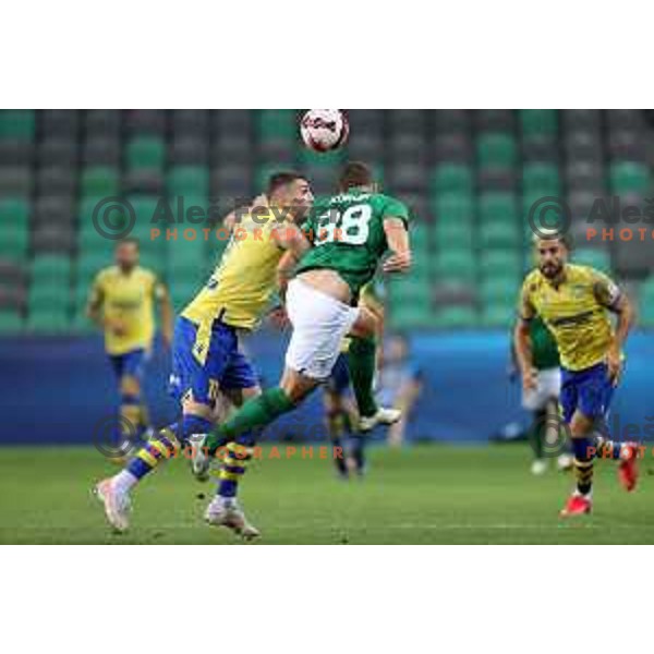 In action during Prva Liga Telemach football match between Olimpija and Koper in Ljubljana, Slovenia on August 15, 2021
