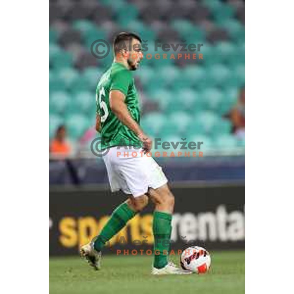 Djordje Crnomarkovic in action during Prva Liga Telemach football match between Olimpija and Koper in Ljubljana, Slovenia on August 15, 2021