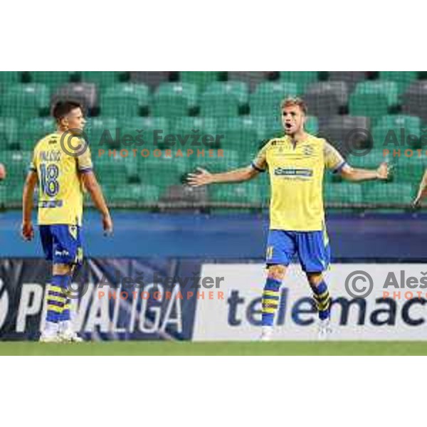 Zan Zuzek in action during Prva Liga Telemach football match between Olimpija and Koper in Ljubljana, Slovenia on August 15, 2021