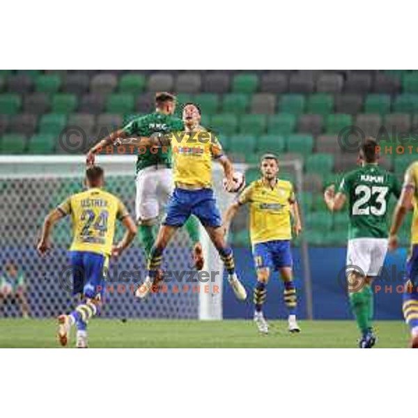 In action during Prva Liga Telemach football match between Olimpija and Koper in Ljubljana, Slovenia on August 15, 2021