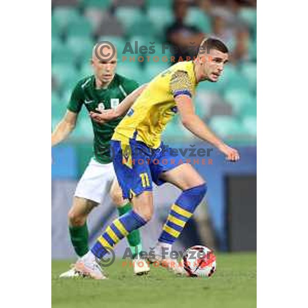 Nardin Mulahusejnovic in action during Prva Liga Telemach football match between Olimpija and Koper in Ljubljana, Slovenia on August 15, 2021