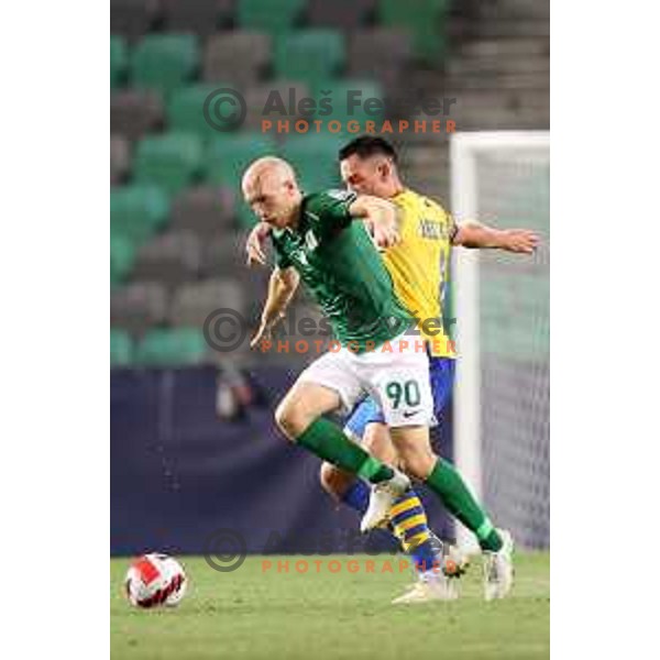 In action during Prva Liga Telemach football match between Olimpija and Koper in Ljubljana, Slovenia on August 15, 2021