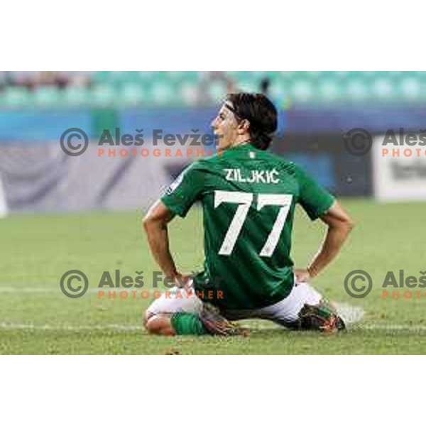Almedin Ziljkic in action during Prva Liga Telemach football match between Olimpija and Koper in Ljubljana, Slovenia on August 15, 2021